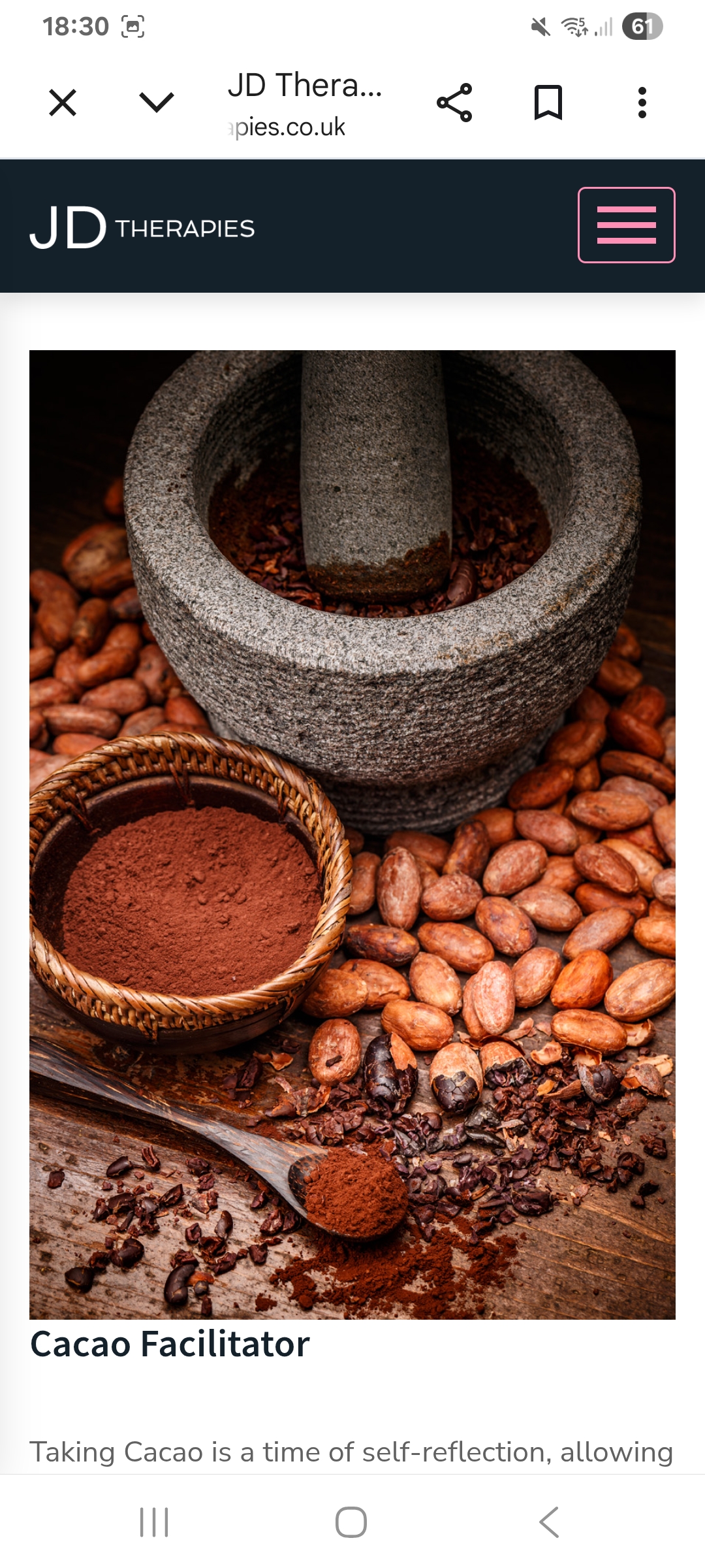 Ceremonial Cacao ceremony and heart-opening ritual, JD Therapies Warwickshire